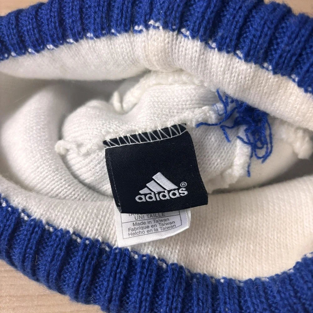 Kansas Jayhawks‎ Hat Beanie Mens One Size Blue White NCAA College Pom Adidas
